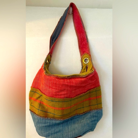 EUC - Handmade ONE OF A KIND Tote - Cloth and Leather “Sky’s the Limit S… - Picture 2 of 14